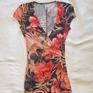 Cache Wrap Dress - Floral Print - Size Small